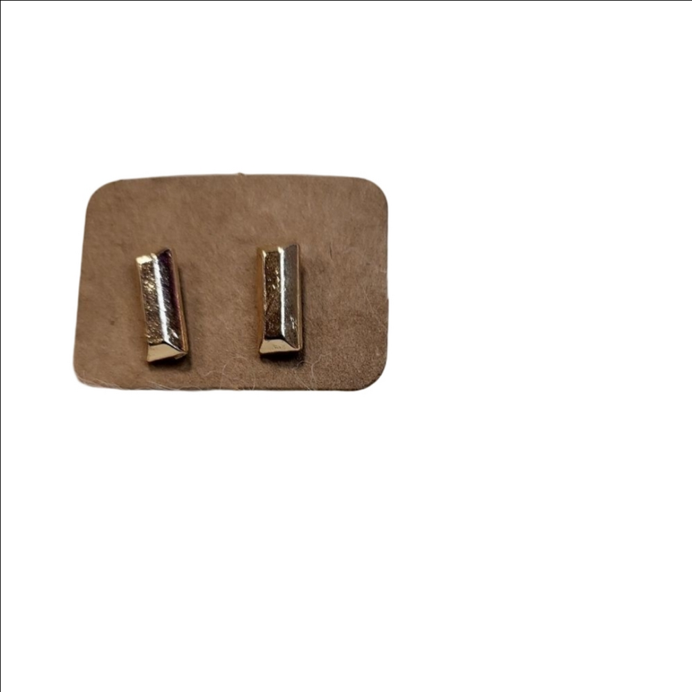 Gold Rectangular Bar Post Earrings
